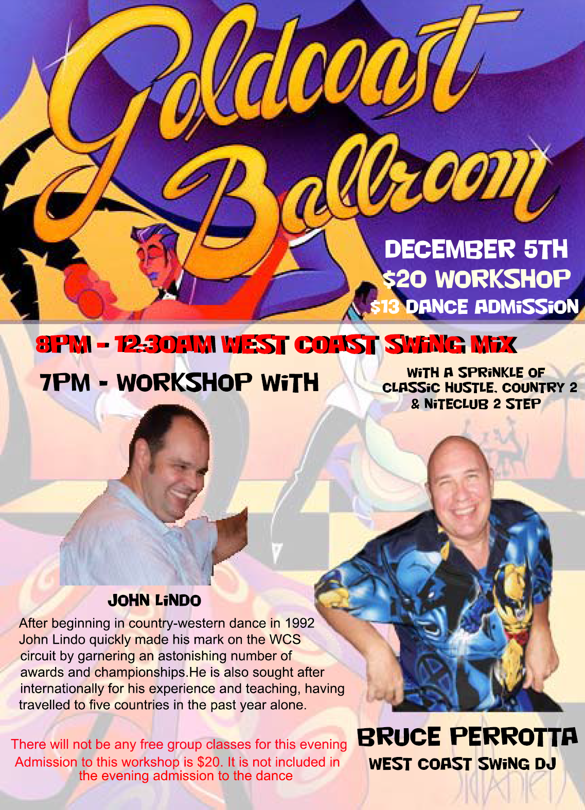Click to Print: Special West Coast Swing Night at Goldcoast Ballroom - December 5, 2014!