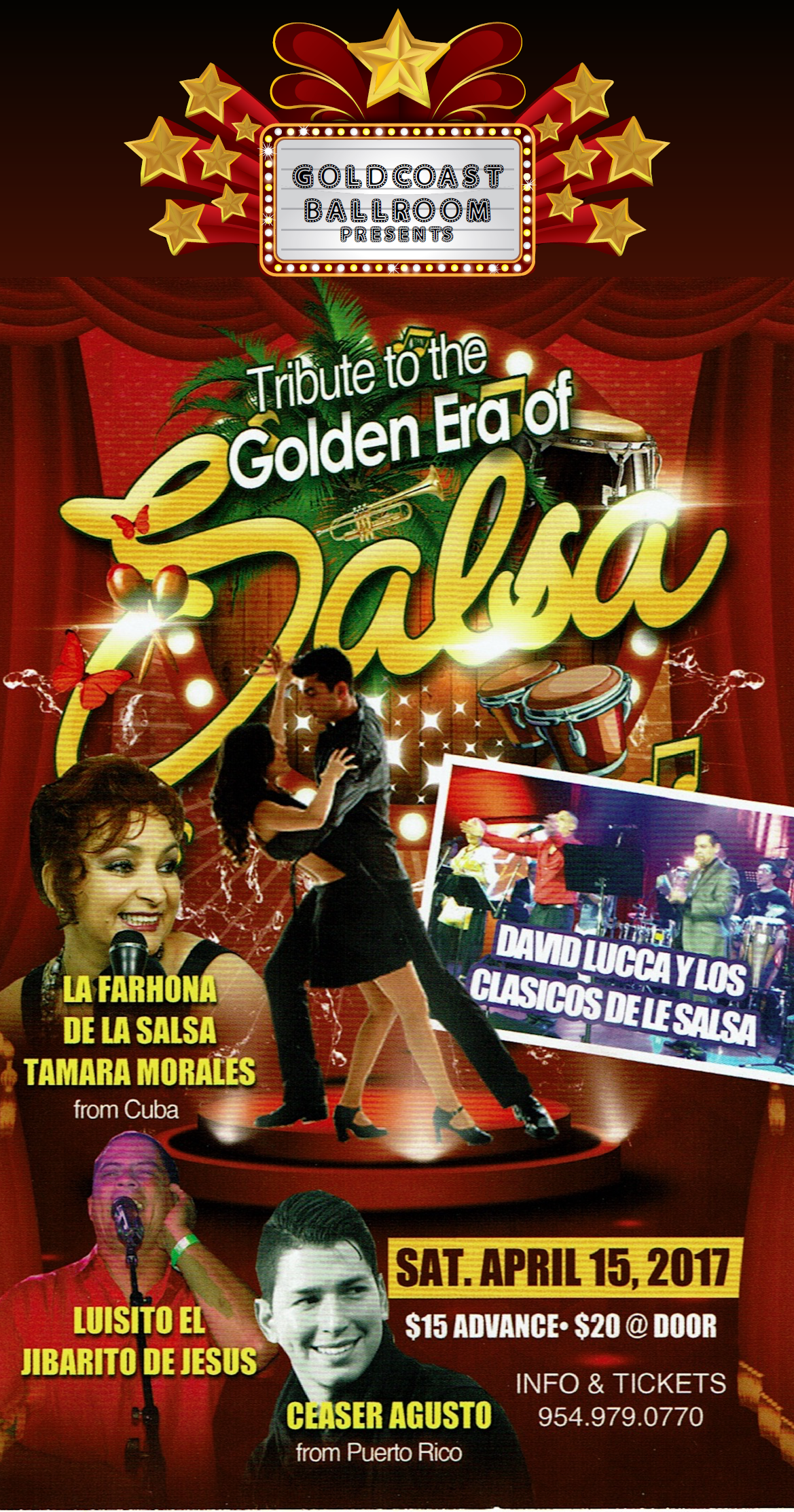 Tribute to the Golden Era Of Salsa - with David Lucca y Los Clasicos de La Salsa - Saturday, April 15, 2017 at Goldcoast Ballroom