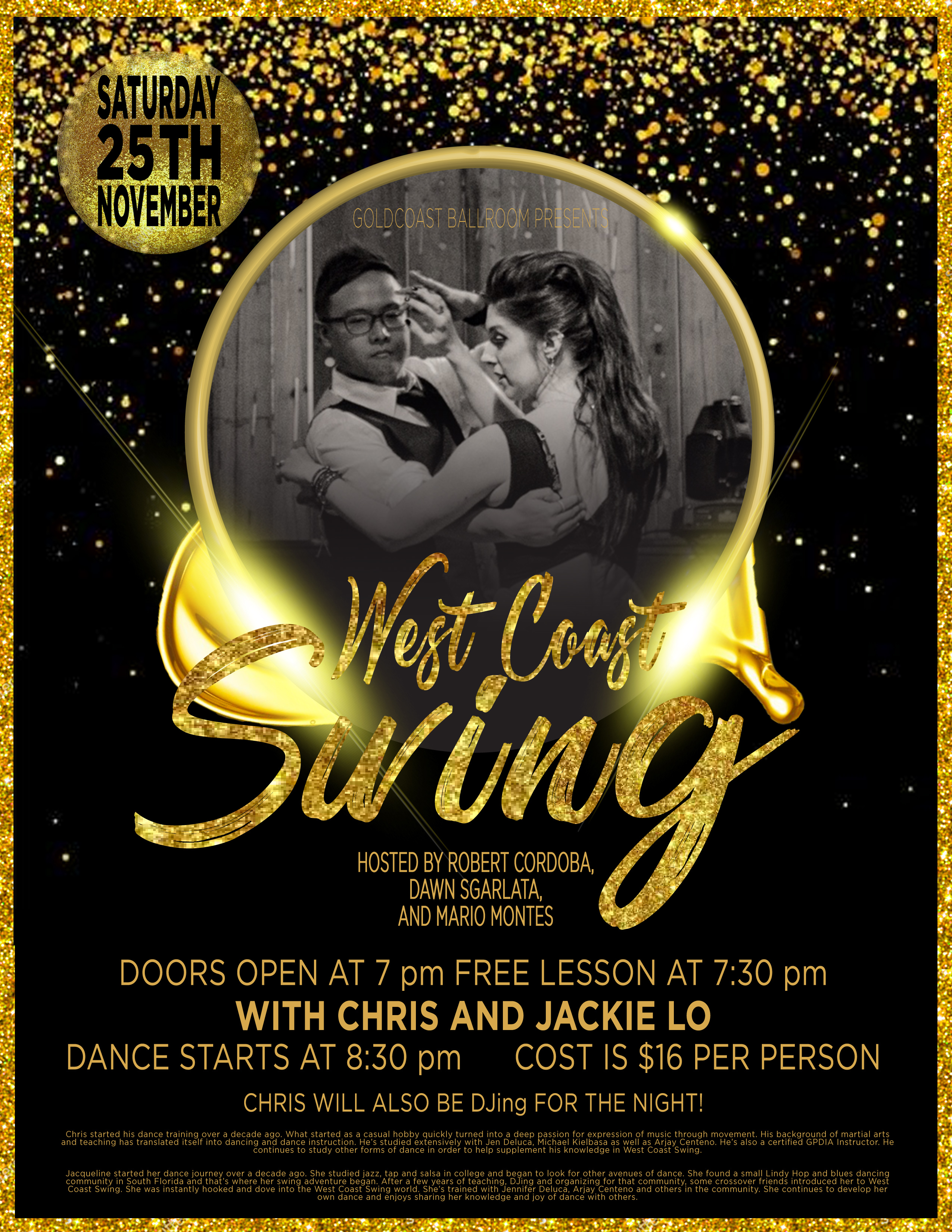 West Coast Swing - 4th Saturday Dance - November 25, 2017 - at Goldcoast Ballroom