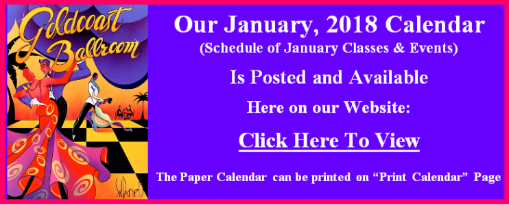 Click Here to View our January, 2018 Calendar