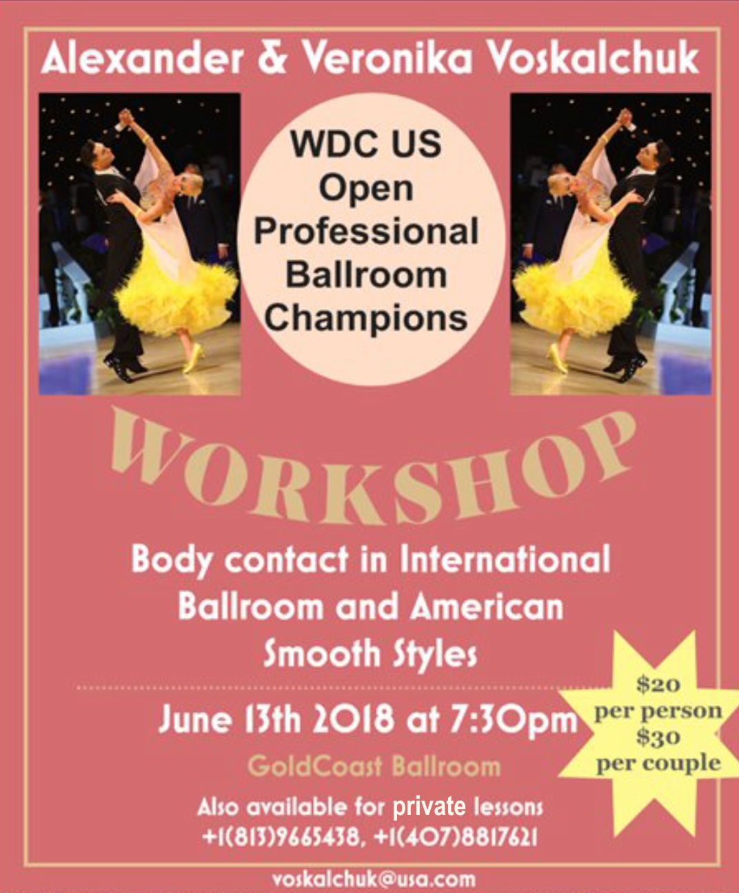 Alexander & Veronika Voskalchuk - Wednesday, June 13, 2018 - Master Workshop - 7:30 pm - 8:30 pm