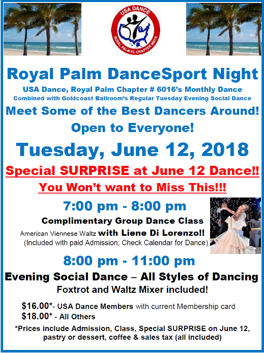 Royal Palm Dancesport Night - June 12, 2018 - Special Surprise! 