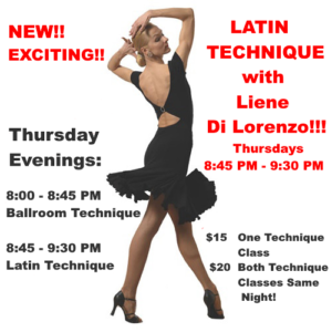 NEW Class On Training & Technique For LATIN Dancing with Liene Di Lorenzo - Thursdays at 8:45 PM - at Goldcoast Ballroom
