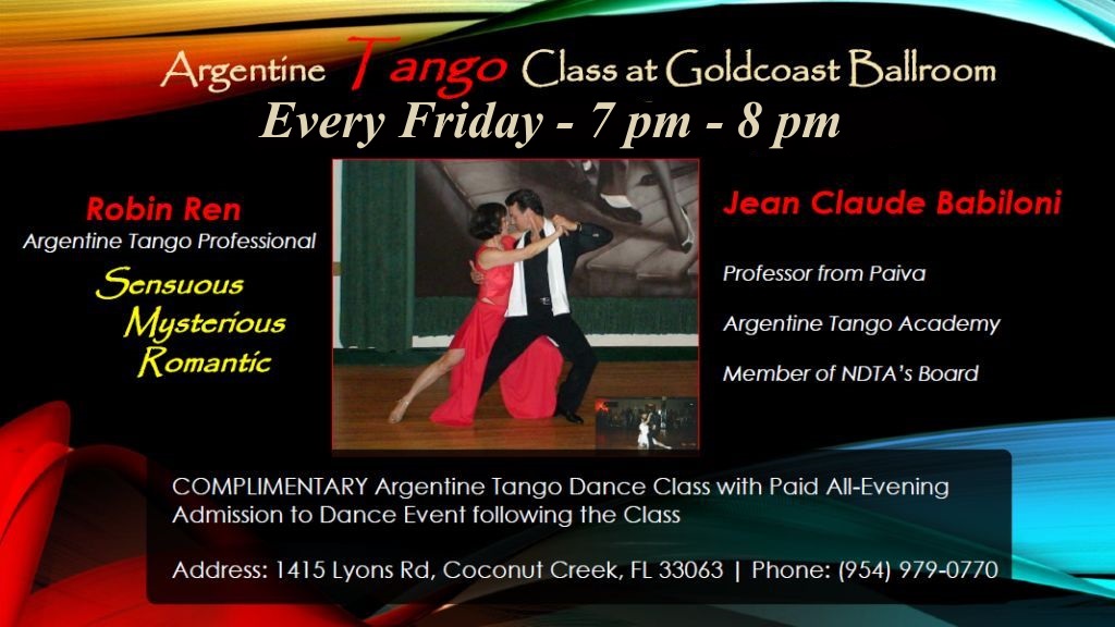 Argentine Tango Classes Every Friday - 7pm - 8pm - with Jean Claude Babiloni and Robin Ren!