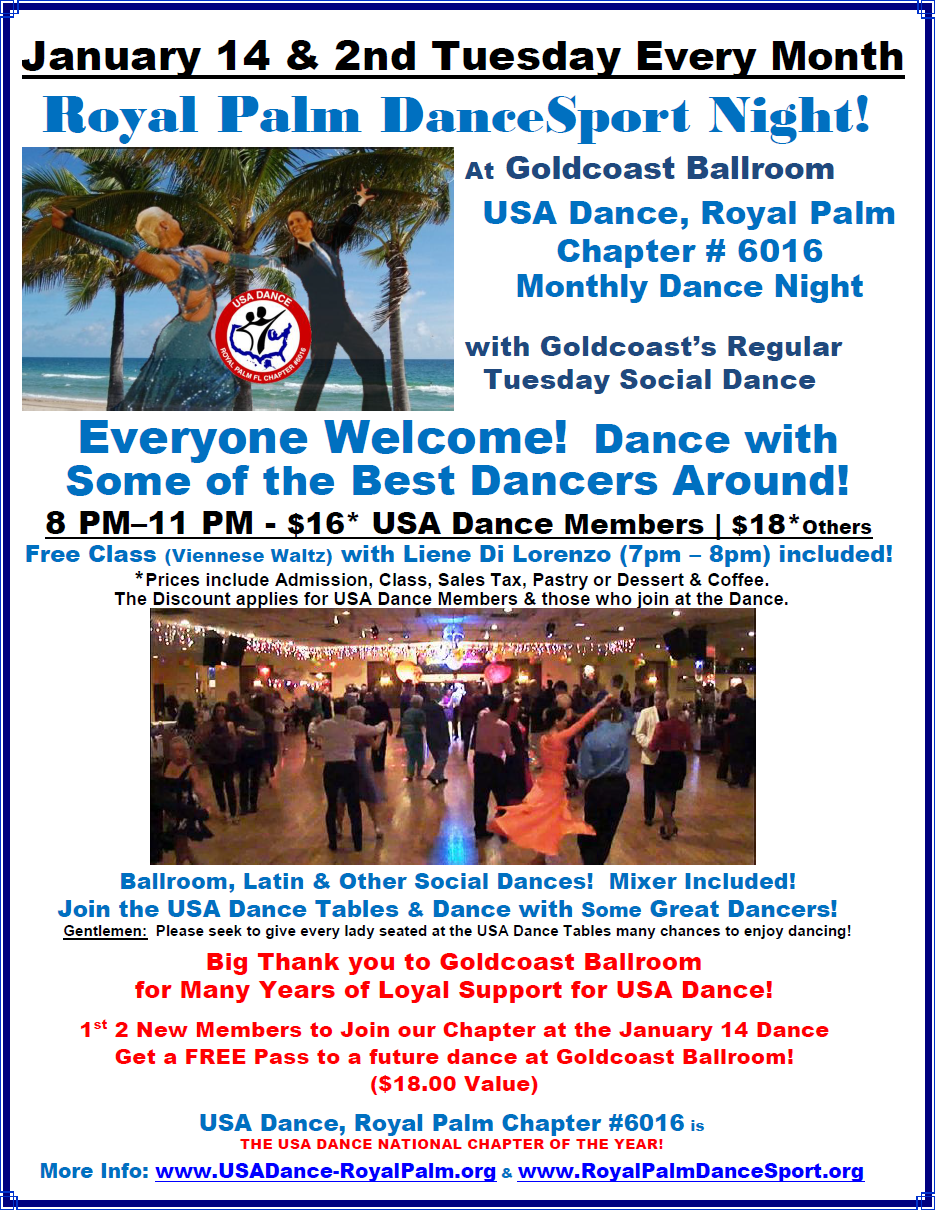 January 14, 2020 - Royal Palm DanceSport Night at Goldcoast Ballroom!