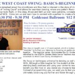 Every Monday Evening – Three LA Style West Coast Swing Classes + Practice Session – with Bruce & Beth Perrotta!! – $15.00 per person per class (Practice Session included)