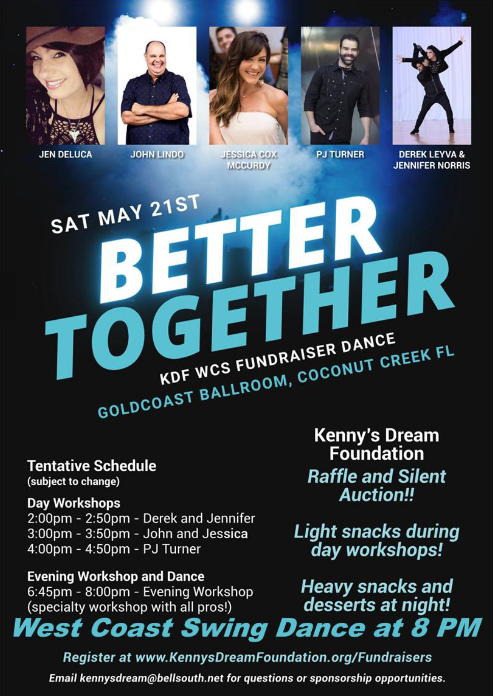 Kenny's Dream Foundation Fundraiser - May 21, 2022  -  WCS Dance & Workshops, plus more...