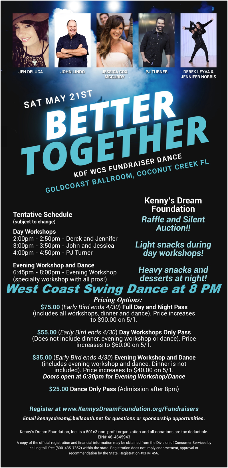 Keny's Dream Foundation Fundraiser Dance & Workshops + More... - May 21, 2022 - Flyer 