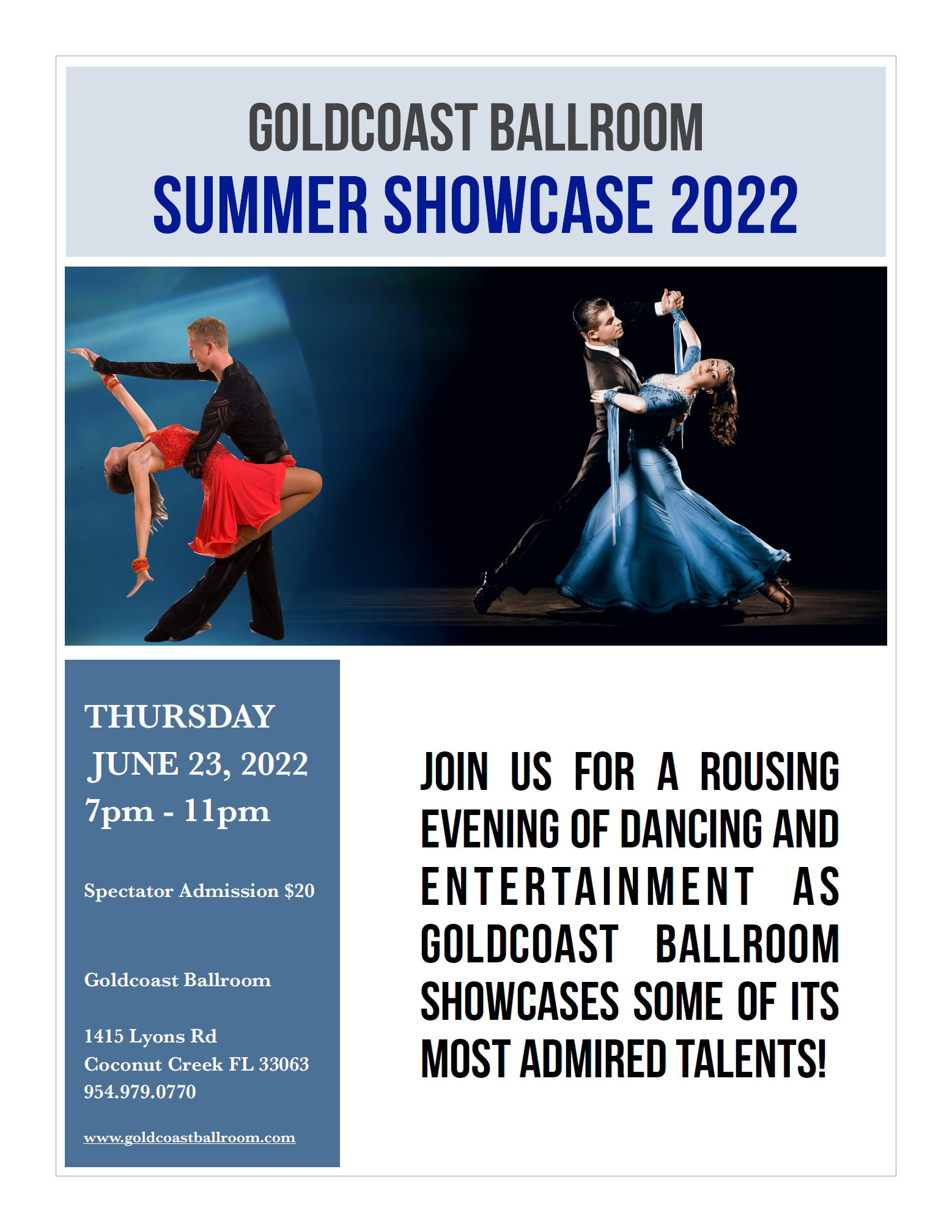 Goldcoast Ballroom Summer Showcase - Thursday, June 23, 20222022