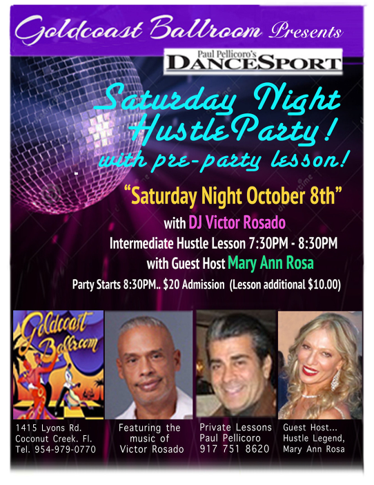 Saturday Night Hustle Party + 2 Classes - October 8
