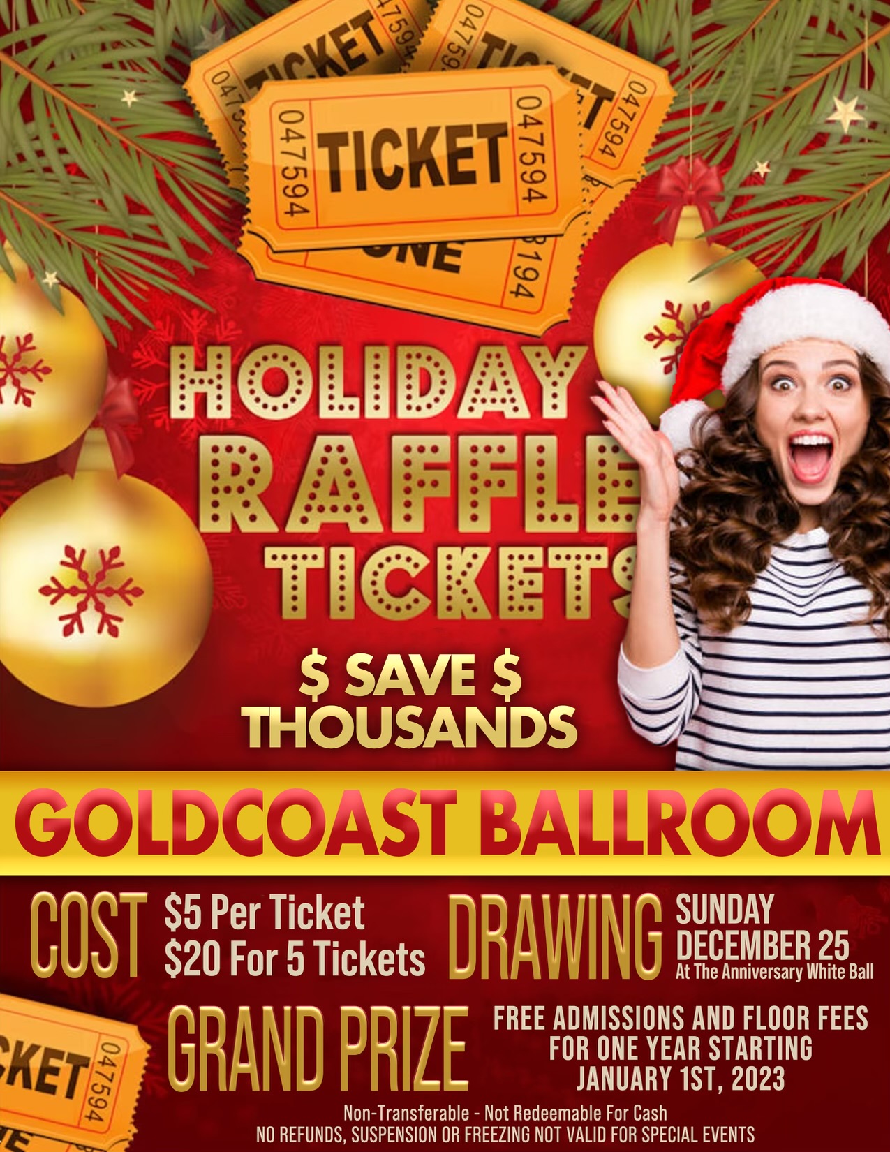 Holiday Raffle - at Goldcoast Ballroom White Party - December 25, 2022