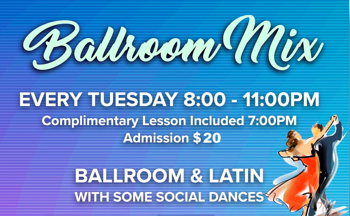 Every Tuesday Night – Ballroom & Latin Mix – 8:00 PM Dance – 7 PM Class with Liene Di Lorenzo Included! – $20.00 for the Evening! – at Goldcoast Ballroom
