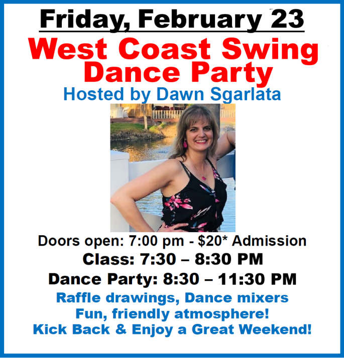 Friday, February 23 - WCS Dance Party with Dawn Sgarlata! - 685 X 714