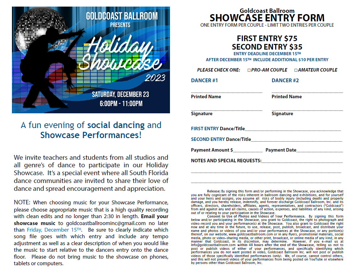 Showcase Entry Form for Couples - 2023 Holiday Showcase