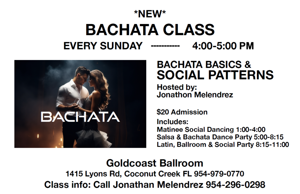 Bachata Class with Jonathon Melendrez - Every Sunday - 4-5 PM