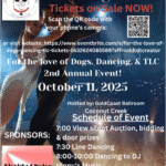 Saturday, October 11, 2025 – Second Annual Charity Fundraiser Dance at Goldcoast Ballroom – For the Love of Dogs, Dancing and TLC! – To Benefit Rescue Rebels TLC Transformation Project – Buy Tickets Online NOW! – Hurry while they last!