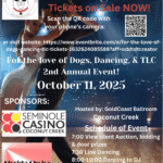 Saturday, October 11, 2025 – Second Annual Charity Fundraiser Dance at Goldcoast Ballroom – For the Love of Dogs, Dancing and TLC! – To Benefit Rescue Rebels TLC Transformation Project – Buy Tickets Online NOW! – Hurry while they last!