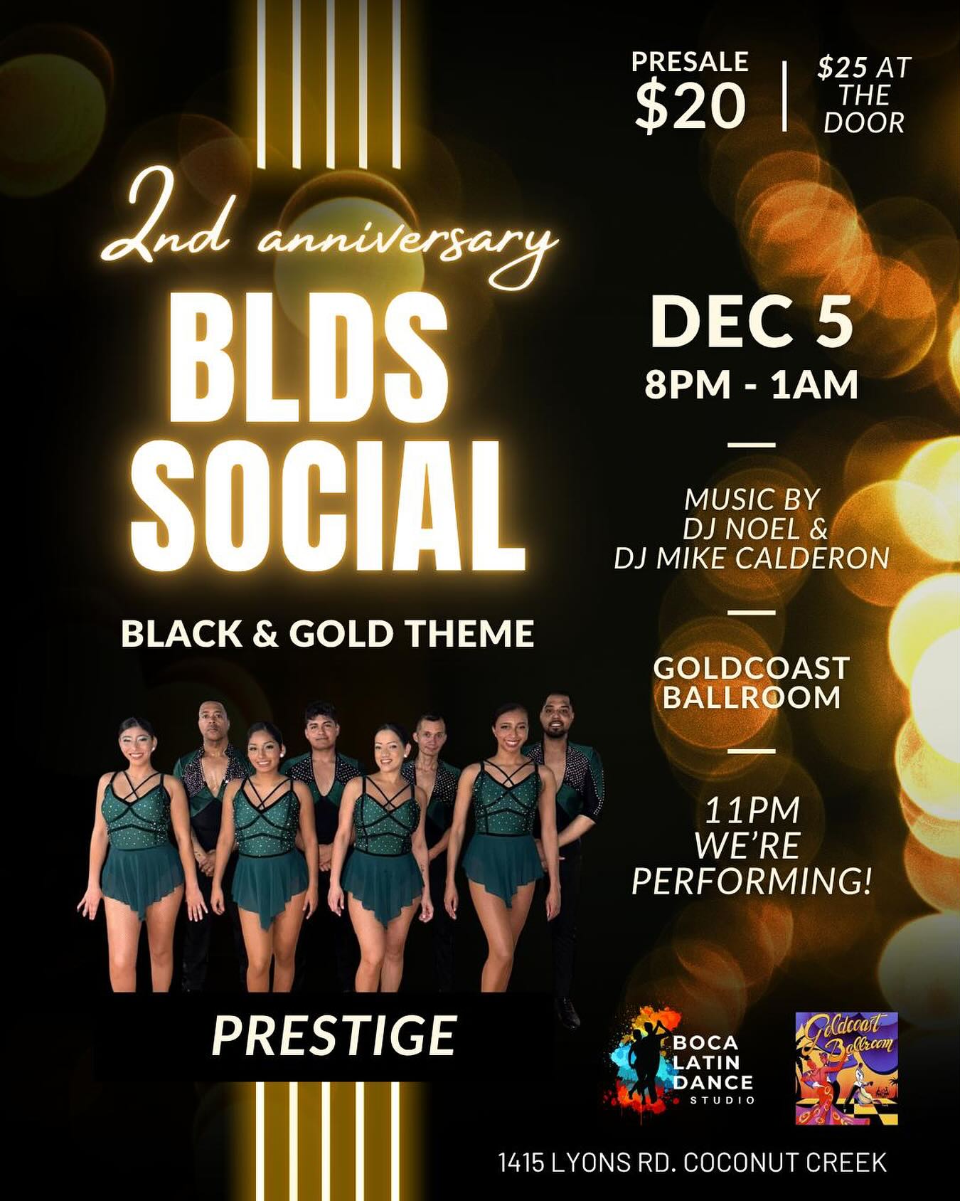 Friday, December 5 - BLDS Social 8PM - 1AM, with Performance 11PM