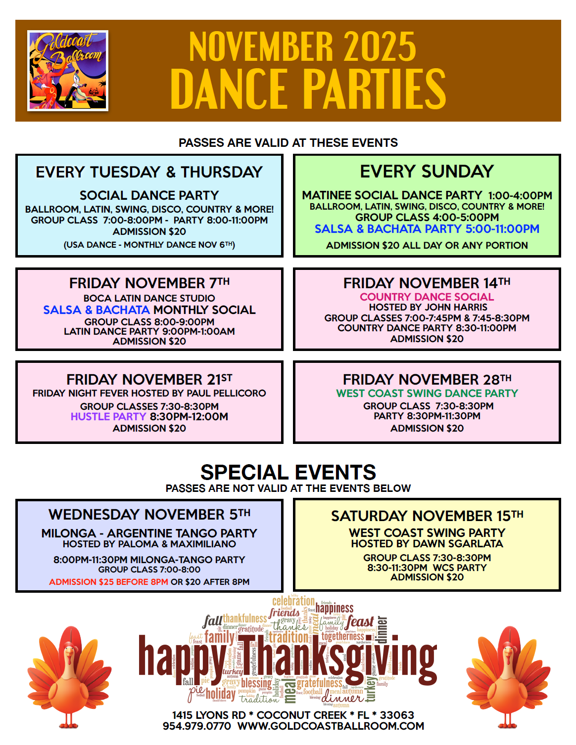 November 2025 Dance Parties at Goldcoast Ballroom