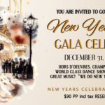 Wednesday, December 31, 2025 – Goldcoast Ballroom Spectacular NEW YEAR’S EVE GALA CELEBRATION!! – 8:00 PM – 2:00 AM – Hors D’Oeuvres, Champaign Toast at Midnight, World Class Dance Show, Amazing Decorations, Great Music & Dancing! – Call (954) 979-0770 to Reserve Now – $90 per person (incl tax) – We do New Year’s Eve Like No One Else!!
