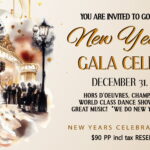 Wednesday, December 31, 2025 – Goldcoast Ballroom Spectacular NEW YEAR’S EVE GALA CELEBRATION!! – 8:00 PM – 2:00 AM – Hors D’Oeuvres, Champaign Toast at Midnight, World Class Dance Show, Amazing Decorations, Great Music & Dancing! – Call (954) 979-0770 to Reserve Now – $90 per person (incl tax) – We do New Year’s Eve Like No One Else!!