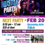 Friday, February 20 – Friday Night Fever Hustle Party at Goldcoast Ballroom! – 2 Concurrent Classes 7:30-8:30 PM (included) – Hustle Party 8:30 PM to 12:00 Midnight! – $20.* Admission – Hosted by Paul Pellicoro! – DJ Lewis Martinee of Miami!