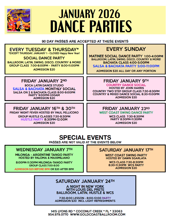 January 2026 Dance Parties at Goldcoast Ballroom - V2