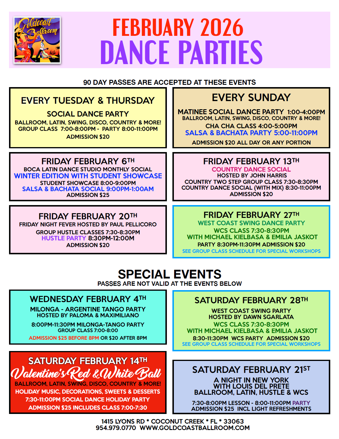 February 2026 Dance Parties at Goldcoast Ballroom V2
