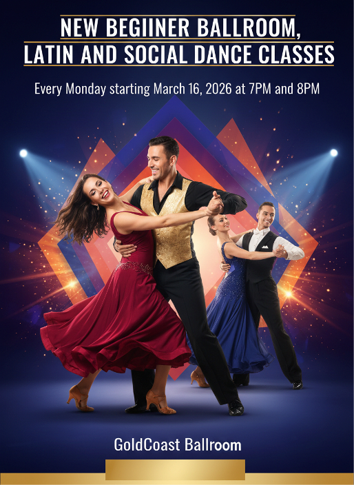 NEW Starting March 16: Monday Evenings – Beginner Ballroom, Latin & Social Dance Classes! – 7 PM-8 PM and 8 PM-9 PM