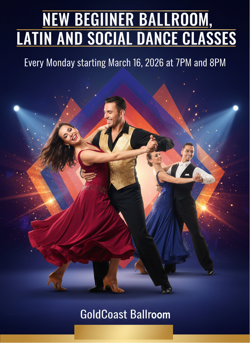NEW, Every Monday Night, starting March 16 - Beginner Ballroom, Latin & Social Dance Classes - Every Monday 7PM and 8PM NEW, Every Monday Night, starting March 16 - Beginner Ballroom, Latin & Social Dance Classes - Every Monday 7PM and 8PM