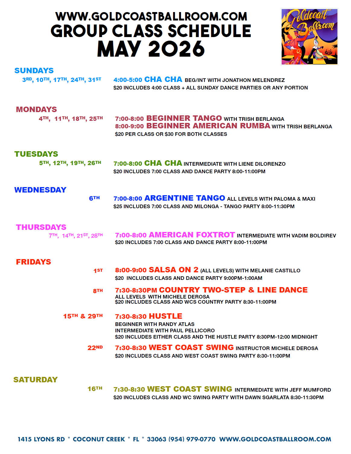 May 2026 Group Classes at Goldcoast Ballroom - V4