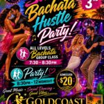 Friday, July 3 – SALSA – BACHATA – HUSTLE PARTY at Goldcoast Ballroom! – Group Class 7:30 – 8:30 PM; PARTY 8:30 PM – 12 MIDNIGHT! – $20 Admission