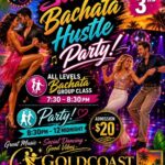 Friday, July 3 – SALSA – BACHATA – HUSTLE PARTY at Goldcoast Ballroom! – Group Class 7:30 – 8:30 PM; PARTY 8:30 PM – 12 MIDNIGHT! – $20 Admission