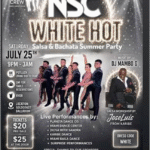 Saturday, July 25 – WHITE HOT SALSA/ BACHATA SUMMER PARTY – Hosted by NORTH SALSA CREW (NSC) at Goldcoast Ballroom! – Salsa Workshop 9-10 PM – PARTY 10 PM – 3 AM! – Admission $25 at the Door (Or $20 Pre-Sale through NSC)