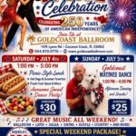 Celebrate America’s 250th Anniversary at two Star Spangled Dance Celebrations at Goldcoast Ballroom!! – Saturday, July 4 (1pm – 5pm – Dance & Picnic Lunch) & Sunday, July 5 (1pm – 4pm – Matinee Dance & Snacks) – $30 Saturday; $25 Sunday (or $50 Weekend Pass, if paid by June 30)