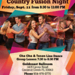 Friday, September 11, 2026 – WEST COAST SWING / COUNTRY FUSION DANCE PARTY at Goldcoast Ballroom! – GROUP CLASS 7:30 PM – 8:30 PM — DANCING 8:30 PM -11:00 PM – Admission: $20 (includes Class & Dance)