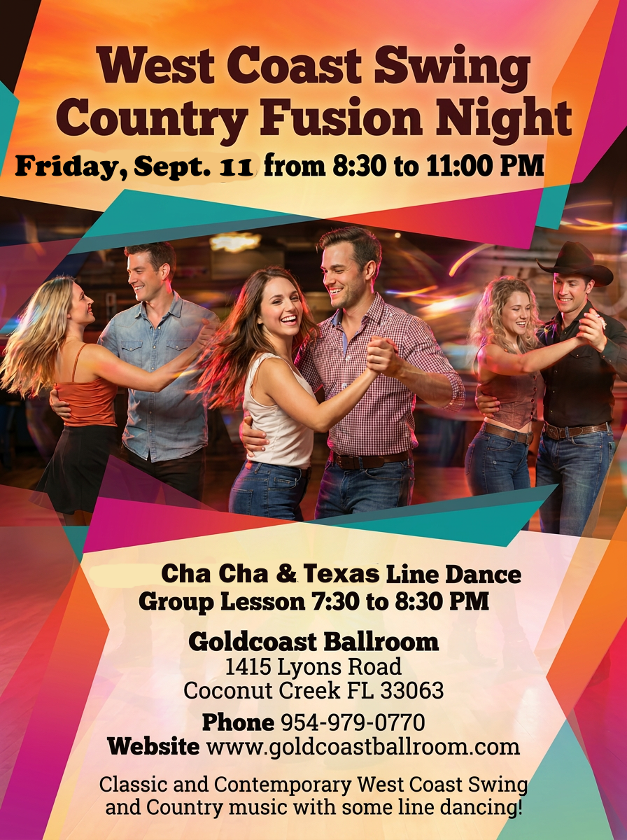 West Coast Swing & Country Fusion Dance & Class - September 11, 2026 West Coast Swing & Country Fusion Dance & Class - September 11, 2026