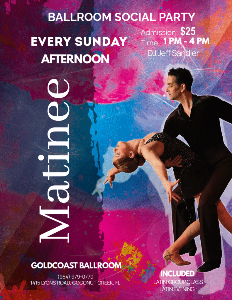 Sunday Afternoon Dance -1-4 PM Every Sunday Afternoon at Goldcoast Ballroom