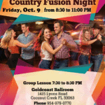 Friday, October 9, 2026 – WEST COAST SWING / COUNTRY FUSION DANCE PARTY at Goldcoast Ballroom! – GROUP CLASS 7:30 PM – 8:30 PM — DANCING 8:30 PM -11:00 PM – Admission: $25 (includes Class & Dance)