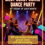 Friday, October 23 – Goldcoast Ballroom Friday Night West Coast Swing Party! – 4th Friday of the Month – 7:30-8:30 PM Group Class (included w/ Admission) – 8:30 PM – 11:00 PM WCS Dance Party! – $25.* Whole Night!